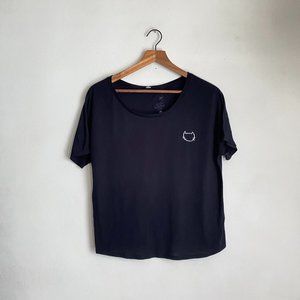 black kitty cat open back shirt